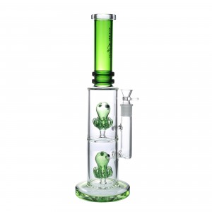 Chill Glass - 14" Octo-Duo Perc Cylindrical Water Pipe - [JLA-61]